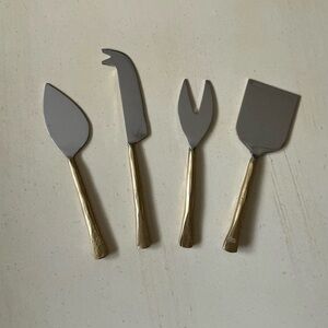Hammered Gold Handled Cheese Knife Set 🧀 🍷